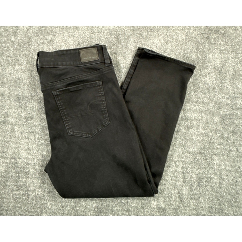 American Eagle Womens Size 14 Next Level Stretch Black Straight Leg Jeans
